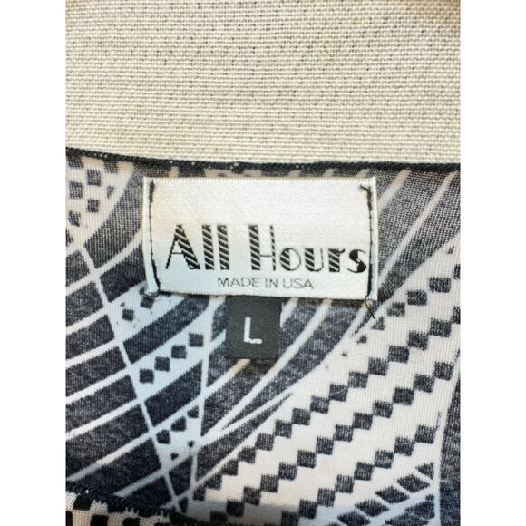 All Hours Womens 3/4 Sleeve Blouse Top Sze L Black White Abstract Rhinestone Y2K - Picture 2 of 11